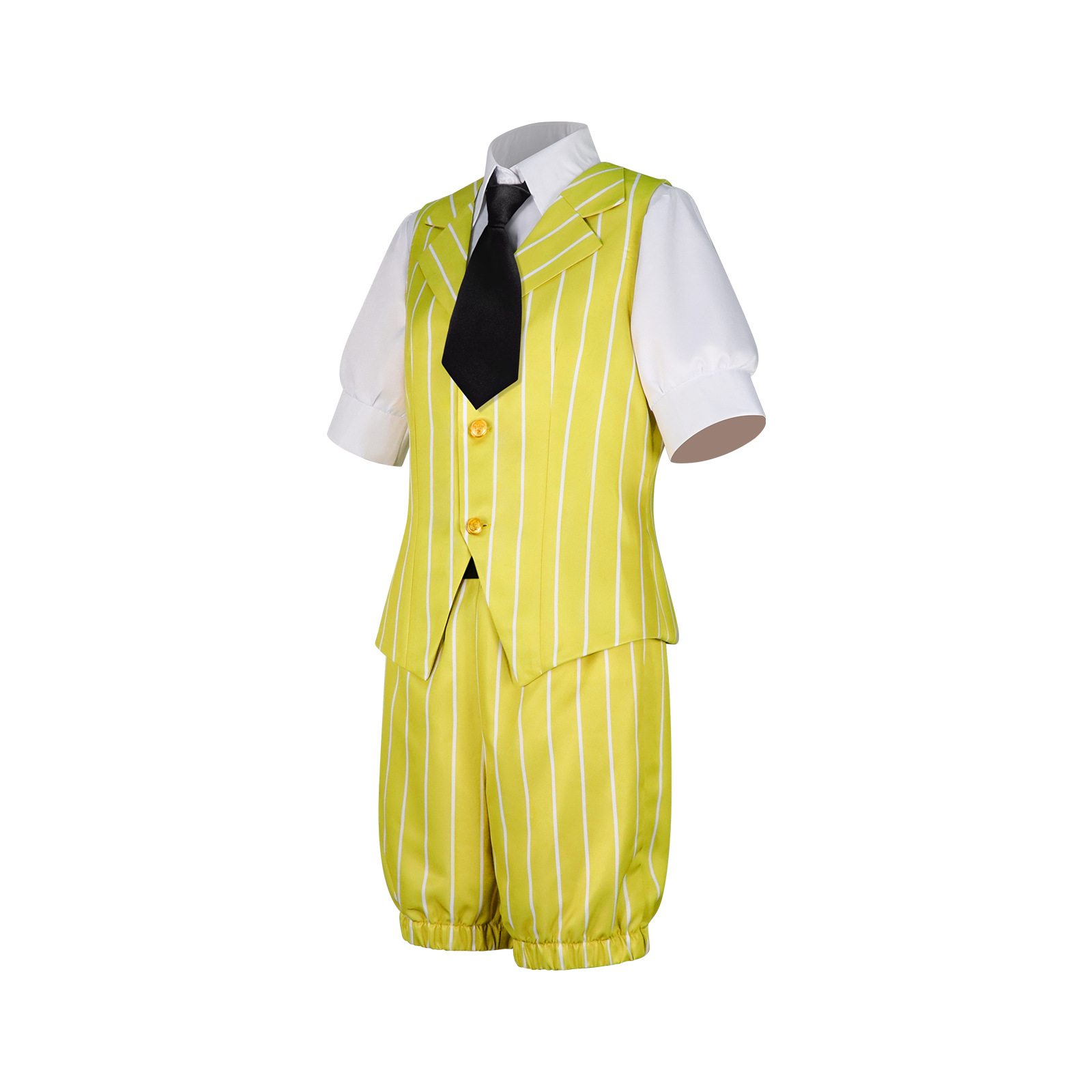 2 styles de tenues de cosplay anime pour femmes, jupe grise, short rayé jaune, manches imprimées, perruque blonde en option, tenue de cosplay d'Halloween