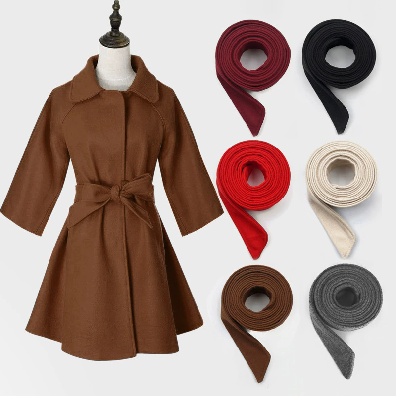 Ceinture de manteau en fausse laine Double face pour femmes, 5x175cm, rouge, noir, gris, jaune, rose, couleurs unies, ceinture de taille unisexe