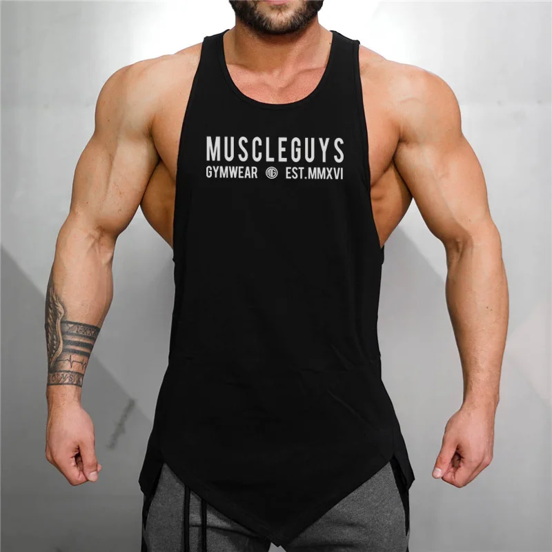 Muscleguys marque vêtements salle de sport chemise sans manches débardeurs de musculation hommes été Fitness gilet décontracté col rond hommes débardeurs