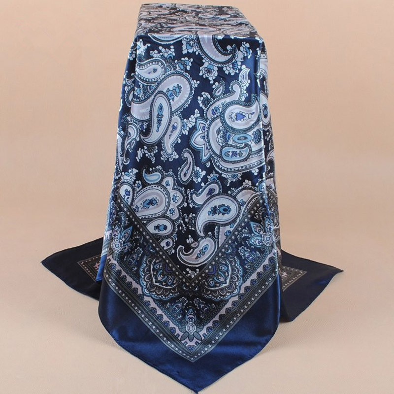 Foulard carré en soie pour femmes, marque de luxe, Foulard en Satin, Bandana doux, Hijab, pour cheveux, 90x90cm