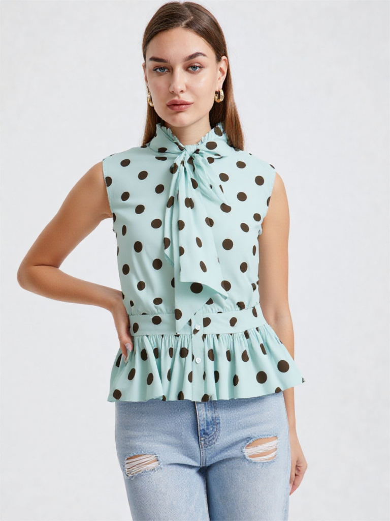 Chemisier Femme 2026 Nouvelle Collection Printemps-Été – Chemise Rayée Sans Manches à Nœud Papillon pour Femme – Style Décontracté Chic et Original – Marque de Chemisiers Féminins