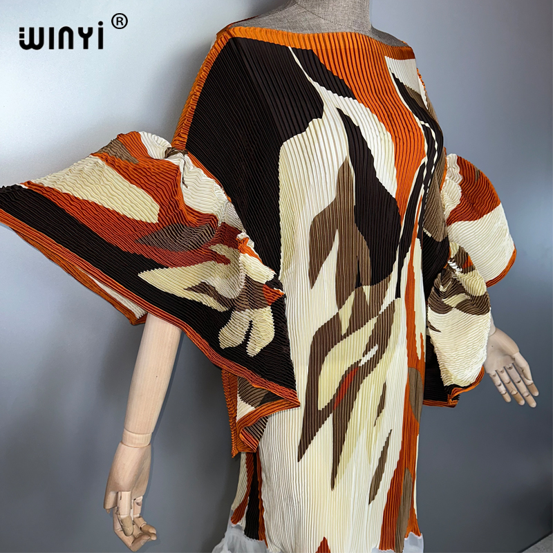 WINYI Robe ample plissée élastique, paréo de plage, kaftan, abaya, robe de soirée de luxe Dubaï, abaya pour femme musulmane