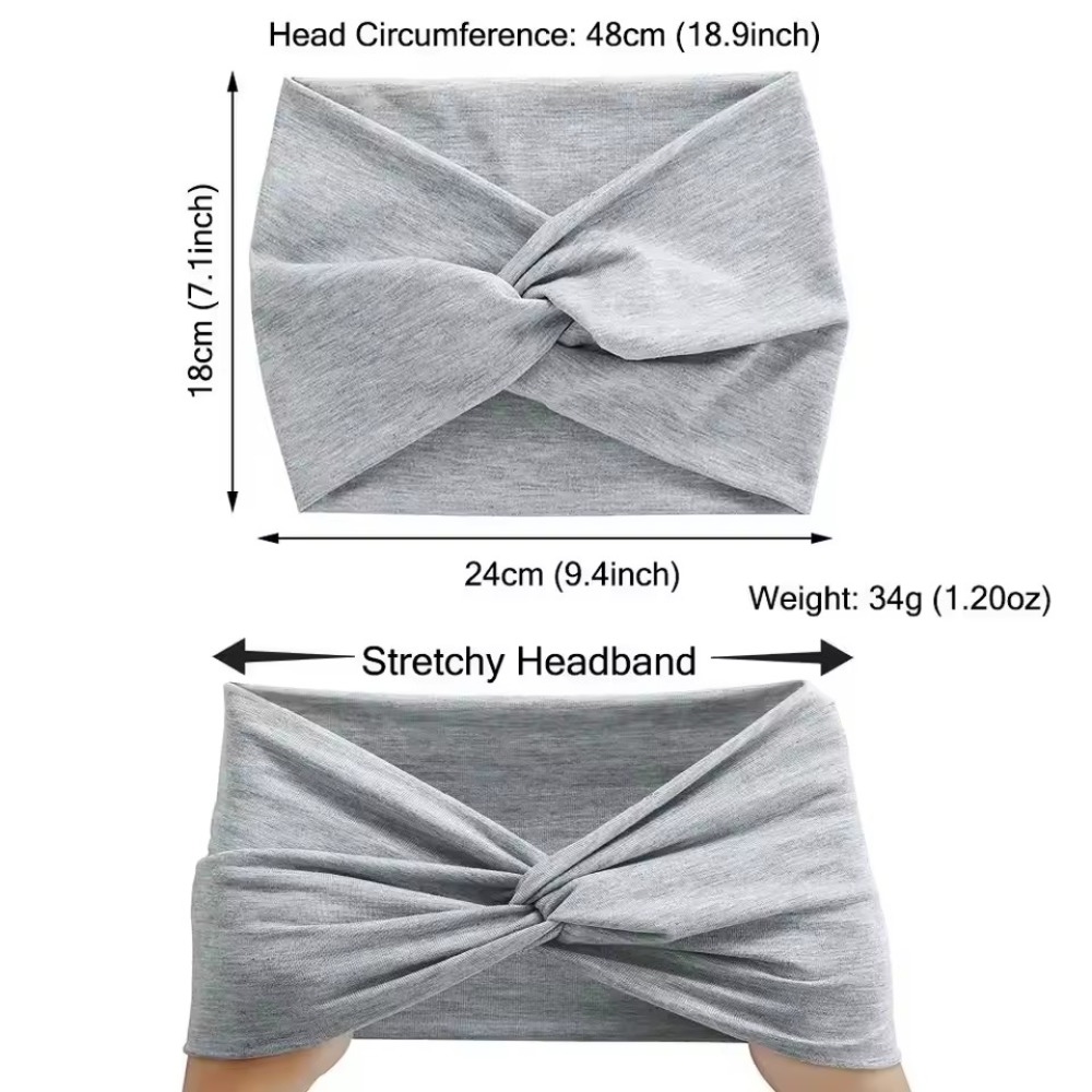 Bandeau large coréen en tricot à nœud croisé pour femme, bandeau uni élastique pour le sport et le yoga, accessoire pour cheveux de fille.
