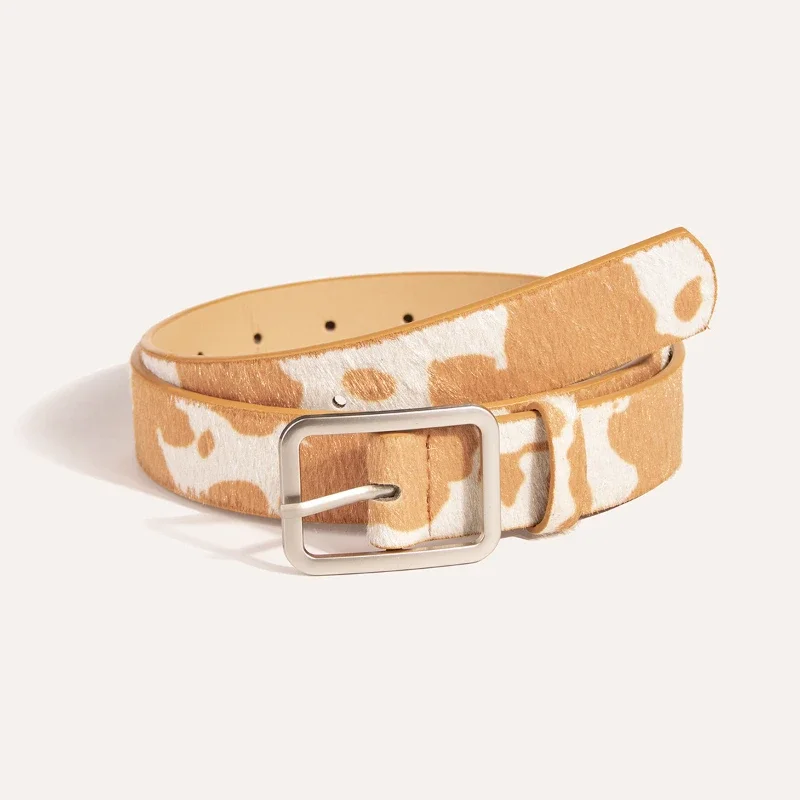 Nouvelle ceinture carrée pour femme de 2,9 cm x 100 cm de large, imprimé rayé vache laitière, accessoire de décoration pour robe et vêtements