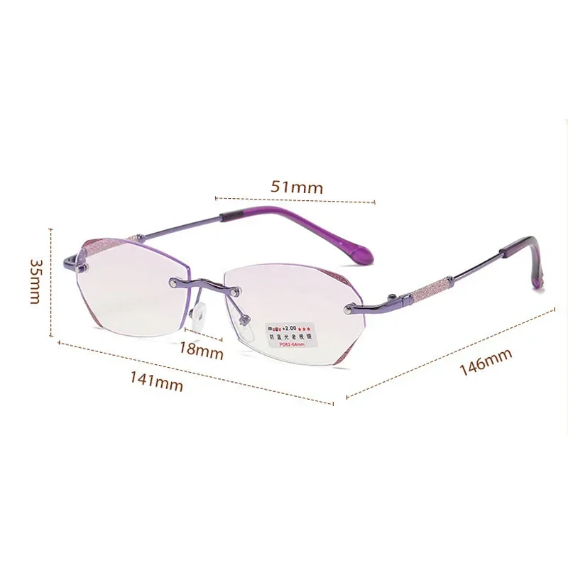 Lunettes de lecture coupe diamant pour femmes, lunettes de presbytie, anti-lumière bleue, lentille de vue lointain, lunettes de mode