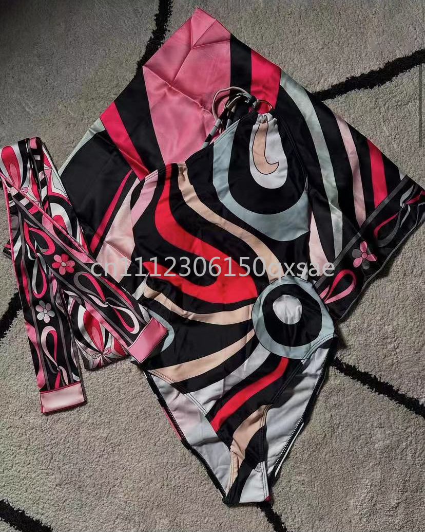 Maillots de bain foulard pour femmes avec logo signature lettre, maillots de bain sexy avec bandeau pour femme, tenues de plage