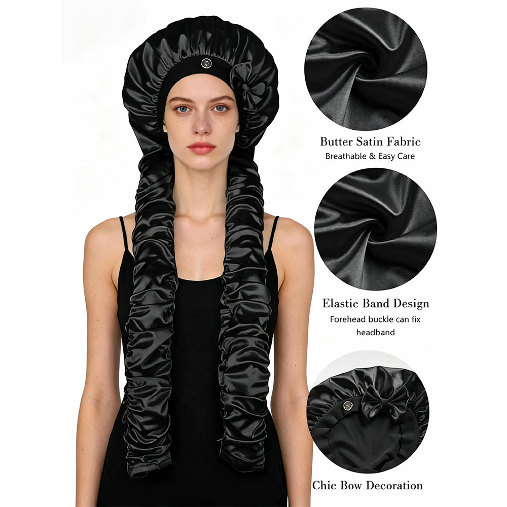 Bonnet de nuit pour cheveux bouclés, bandeau large, bonnet extra large pour cheveux longs, anti-frisottis, chapeau de nuit pour cheveux longs, protection pour coiffures tressées longues