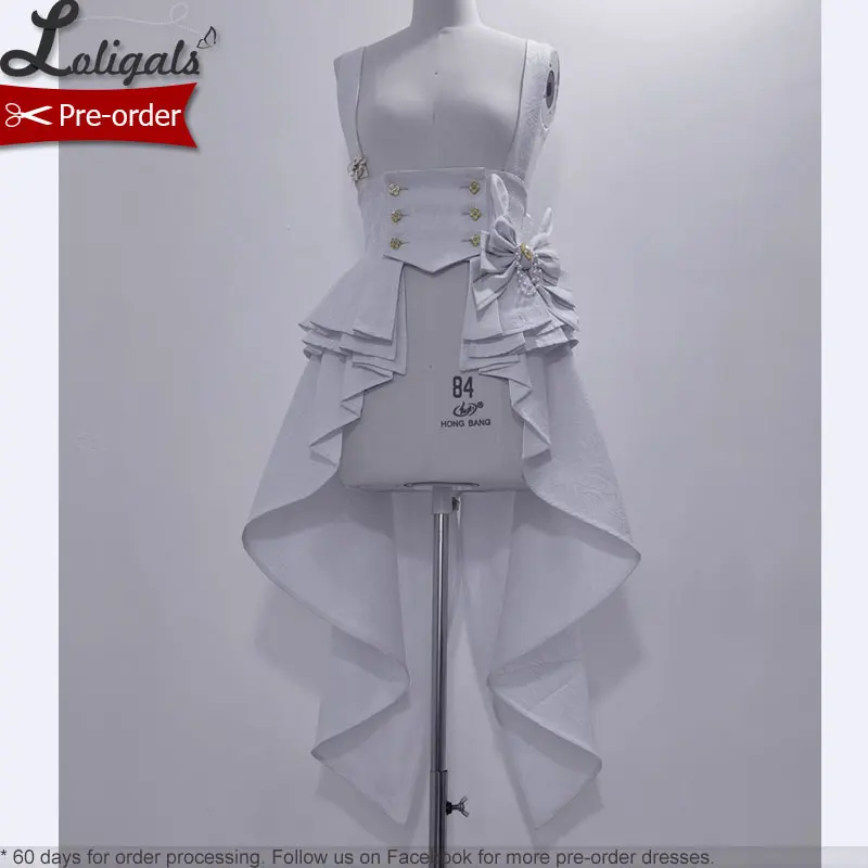 Tenue Ouji Cool Lolita serre-taille w. Jupe Haute et Basse de Princesse, Costume Corset de Théâtre Lapin