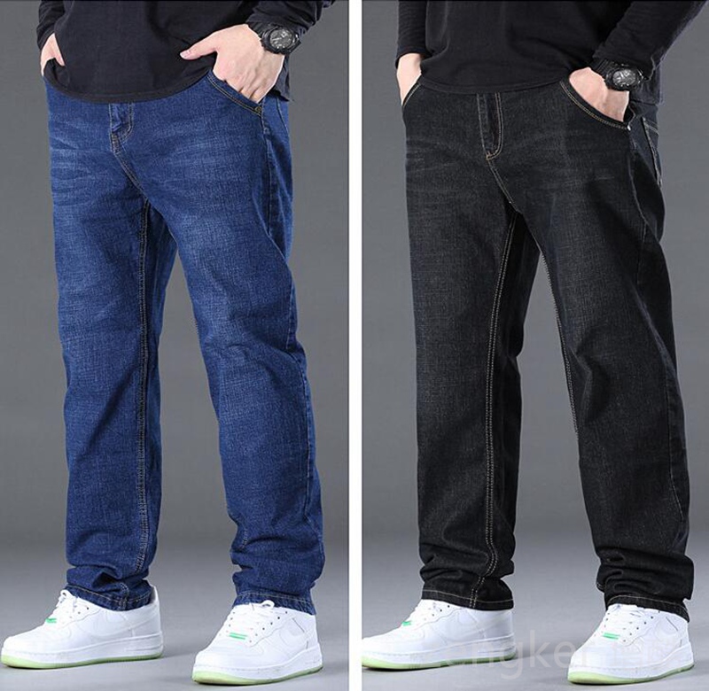 2026 printemps automne jeans élastiques hommes grande taille lâche grande taille droite mince type pantalon baggy jeans 46 48 50 52 jeans hommes