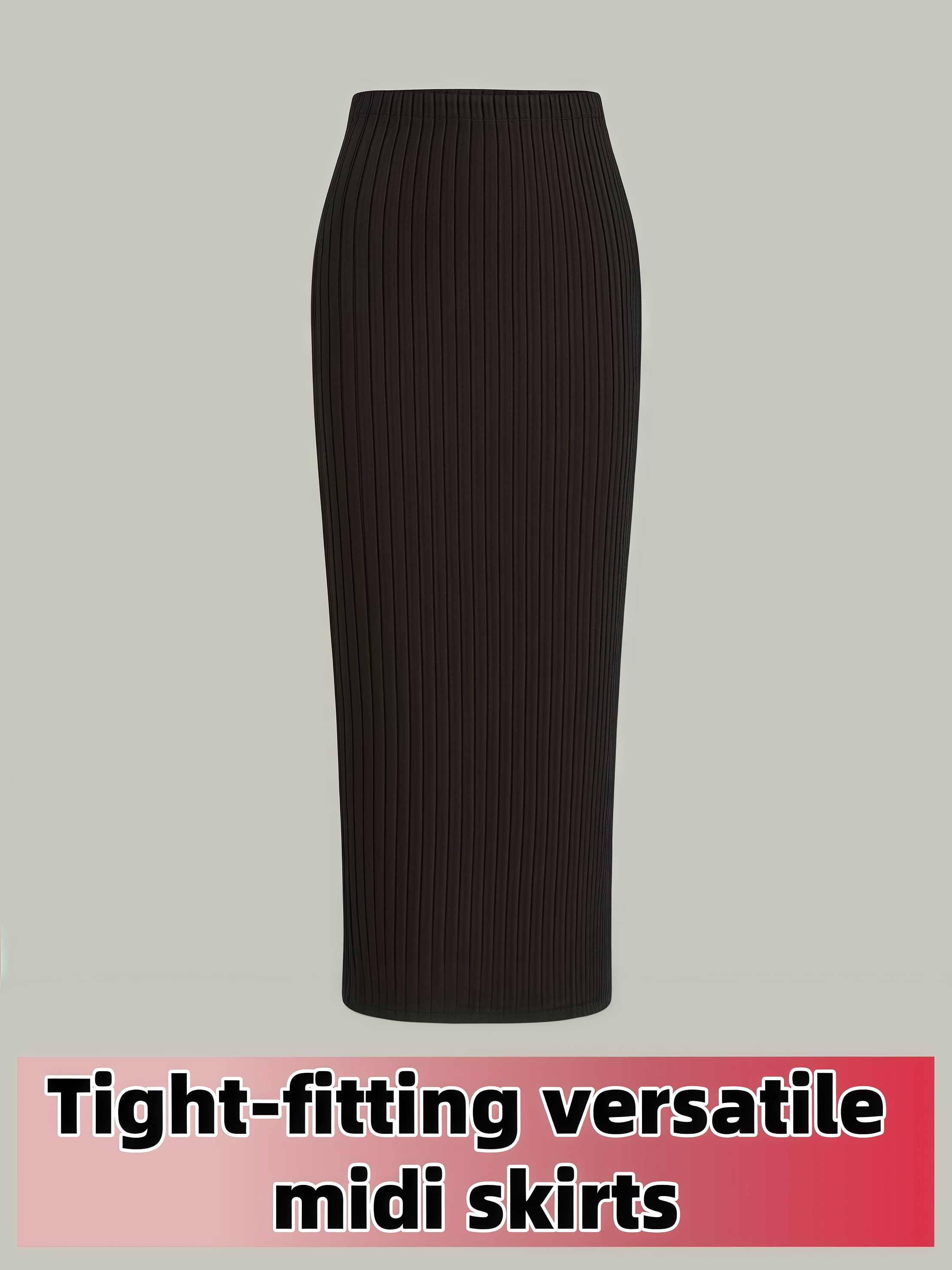 Jupe pour femmes grandes tailles, jupe basique polyvalente avec taille élastique, jupe de base, élégante et polyvalente