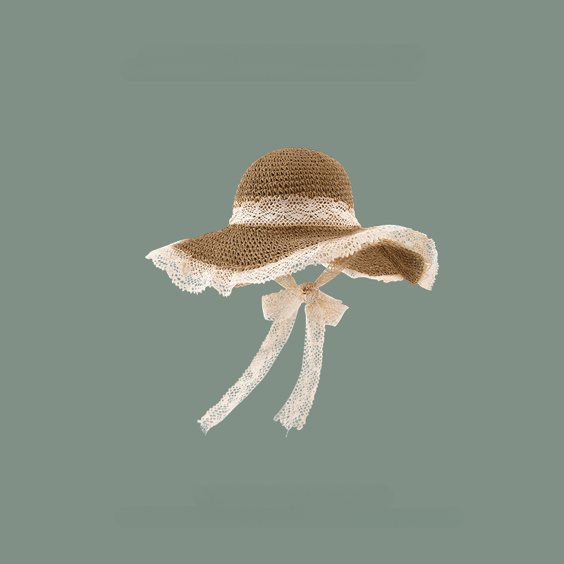 Chapeau de soleil pour femme à large bord, chapeau de plage en paille pliable pour l'été, protection UV, casquette de plage pour femme
