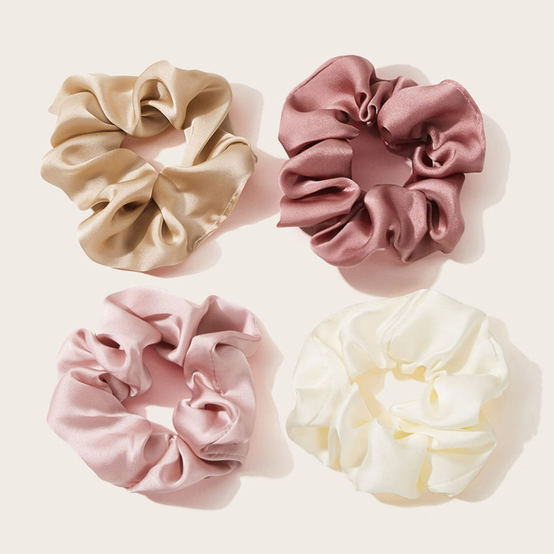 Chouchous en Satin soyeux pour femmes et filles, 6 pièces/lot, cravate élastique solide, extensible, Simple et élégante, bande en caoutchouc, queue de cheval