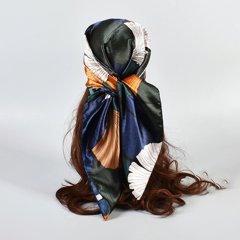 90*90 cm Foulard en soie Scarftop chapeaux femmes Design de luxe Foulard de cheveux crème solaire plage Hijab Foulard Bandana Femme Foulard