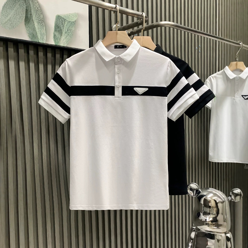 Polo brodé pour homme, coupe slim décontractée, manches courtes, nouveau style chinois, motif fleur de prunier, nouvelle collection été