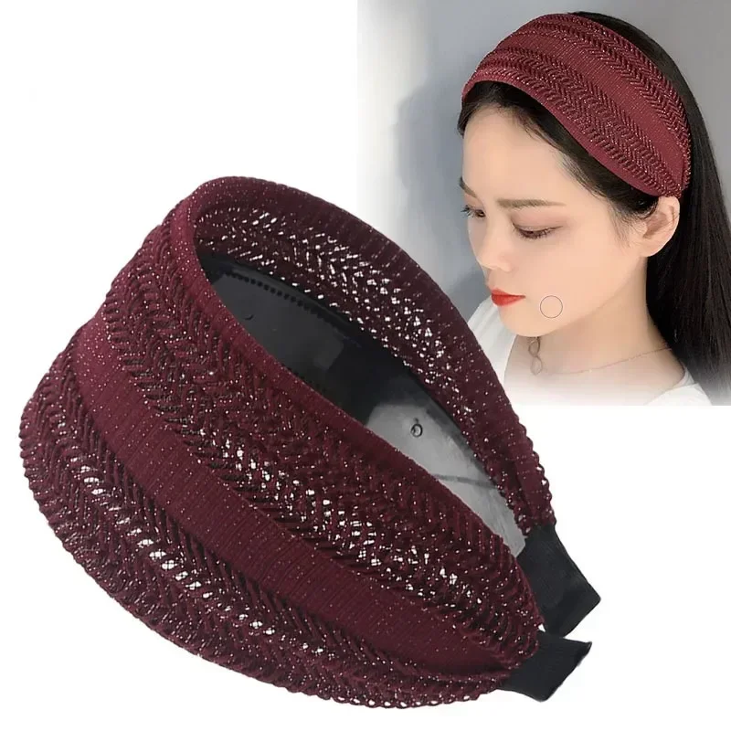 Bandeau pour cheveux pour femmes, bandeau large Simple avec dents, épingle à cheveux antidérapante, couverture creuse assortie, Accessoires pour cheveux gris pour femmes