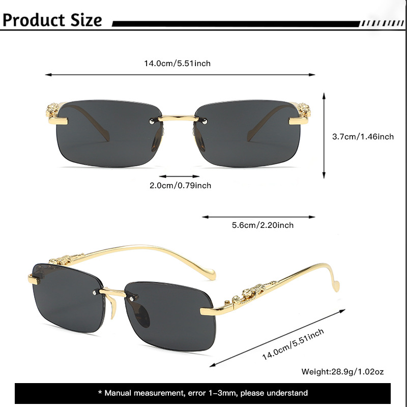 Lunettes de soleil carrées sans monture, bords taillés en diamant, lunettes de soleil tendance pour hommes et femmes, lunettes de voyage haut de gamme, petites montures