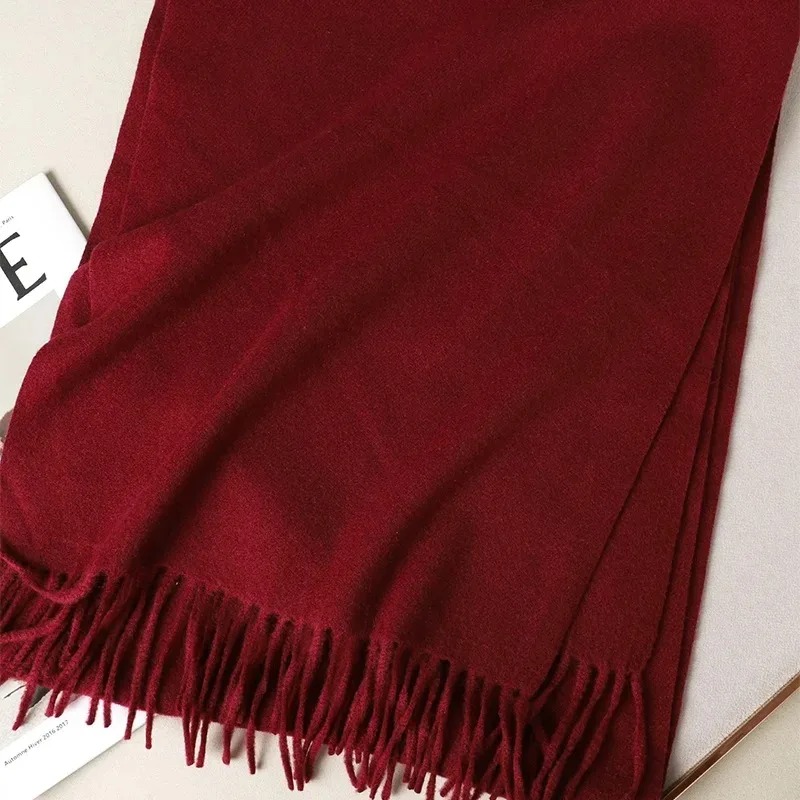 62 couleurs solide femmes hiver écharpe chaud épaissir cachemire châle en plein air mode luxe glands Pashmina dame Wrap coupe-vent foulards