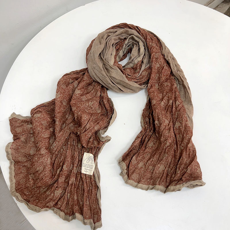 Écharpe rétro en coton coréen pour femme, châle fin et respirant, écharpe florale, mode féminine, printemps et automne, nouveau