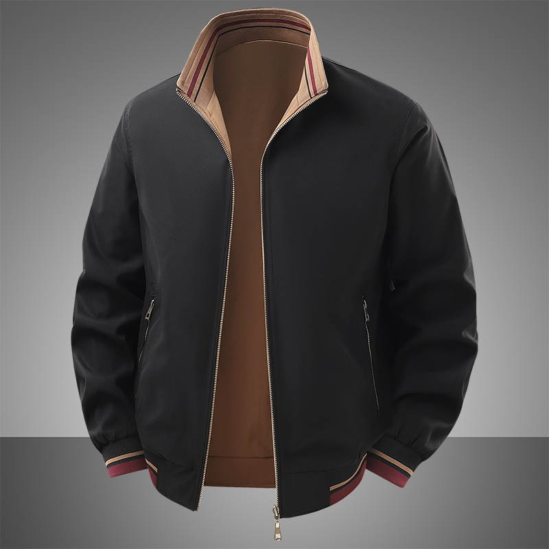 Veste décontractée double face pour homme, coupe slim, coupe-vent, résistante au froid, élégante, col montant, pour automne-hiver, vêtements de ville