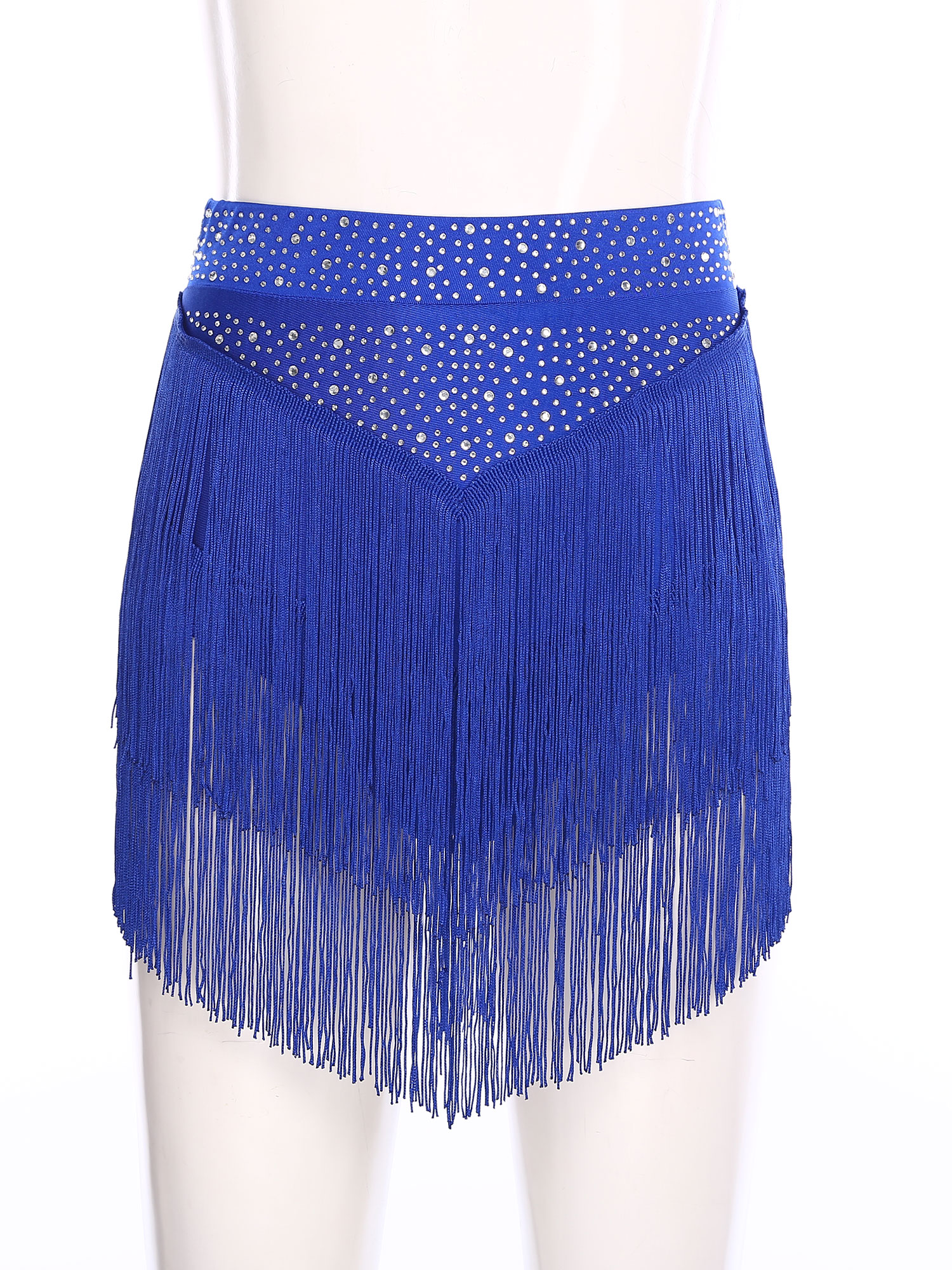 Costume de danse du ventre latine pour femmes, jupe à franges, strass brillants, glands à plusieurs niveaux, Samba Rumba cha-cha, spectacle de danse du ventre