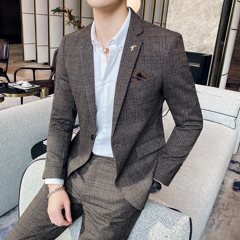 Costume d'affaires coupe cintrée pour hommes, ensemble deux pièces de haute qualité, Boutique de mode, beau Banquet tendance, pantalon quatre saisons inclus