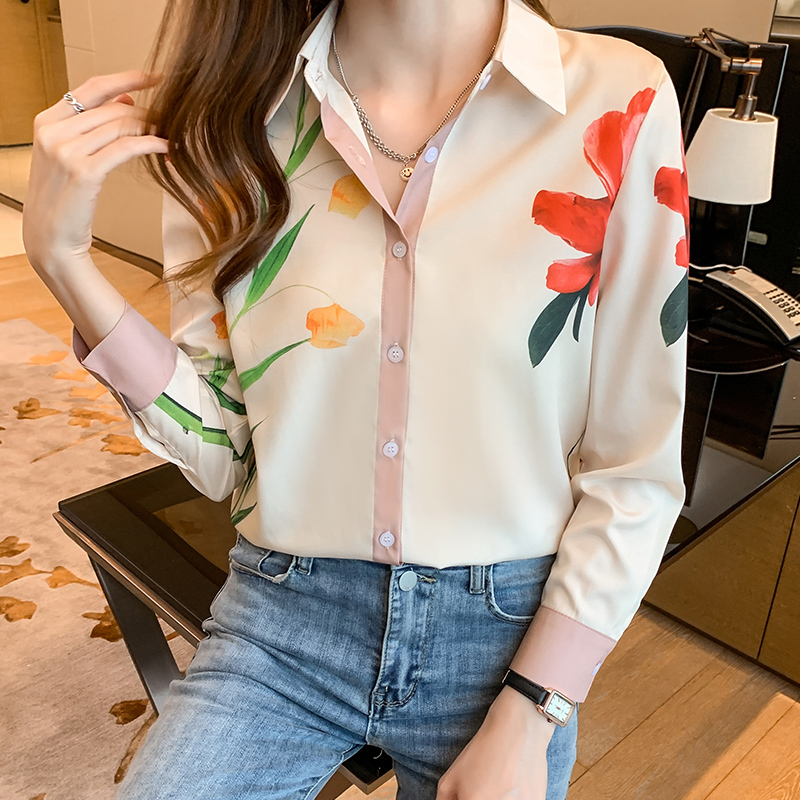 Mode dames chemises nouveau élégant femmes Blouses à manches longues boutonné hauts blusa mujer