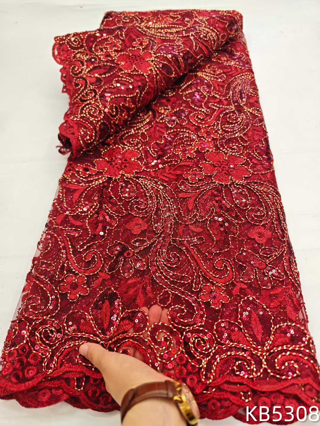 Tissu de dentelle africaine 2026 violet lilas à sequins, tissu de dentelle en tulle, tissu nigérian, dentelle française en maille pour la couture KB5308