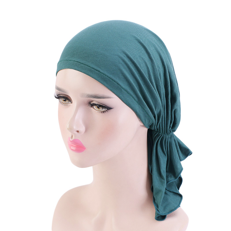 Écharpe pré-nouée en bambou musulman pour femme, bonnet chimio, casquettes, chapeau turban, vêtements de sauna, écharpe ronde, bandanas cancer, accessoires pour cheveux
