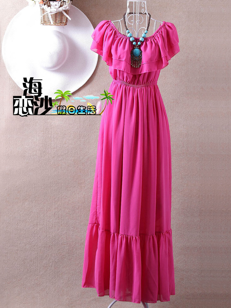 Robe longue en mousseline de soie à volants style bohème, collection été 2026, Vestidos Femininos, robe tropicale pour femme, robe élégante pour femmes