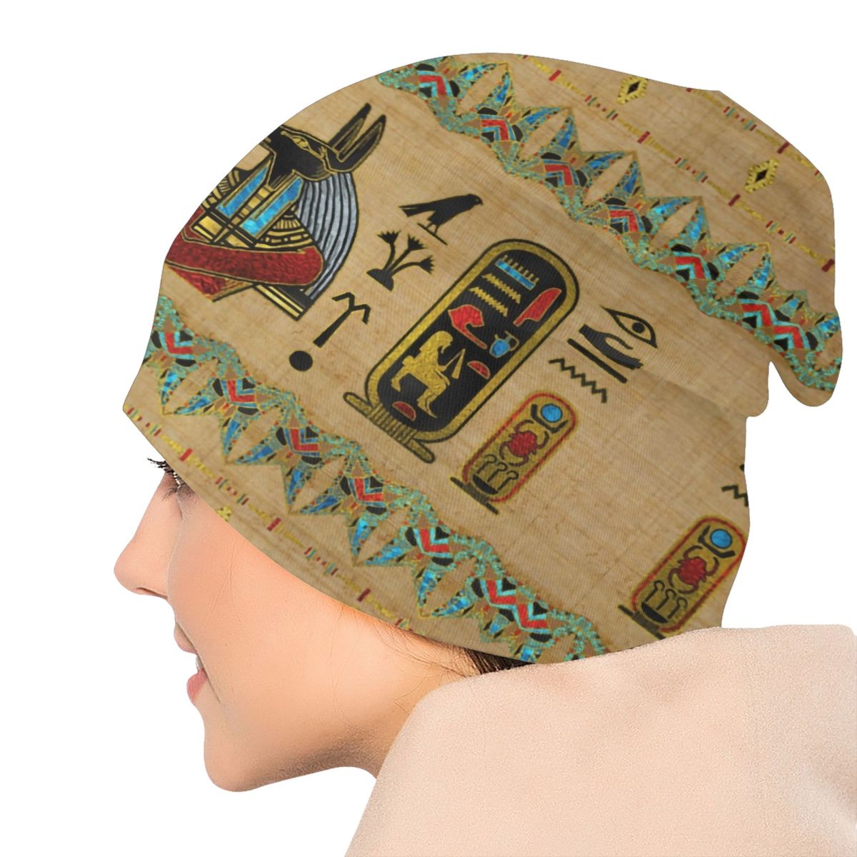 Egyptien Anubis Bonnet chapeaux tricoté chapeau hommes femmes automne hiver chaud ethnique ancien egypte hiéroglyphes Skullies bonnets casquettes