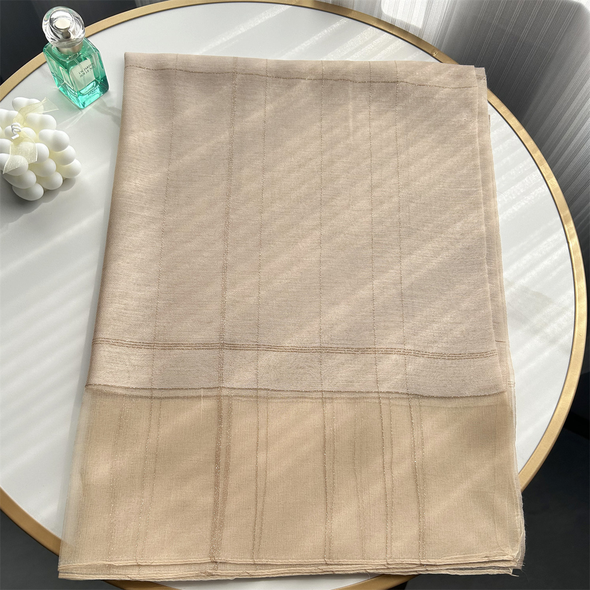 Foulard de Marque de Luxe pour Femme, Cadre à Carreaux, Écharpe Solide Élégante, Châle Long Rond, Protection Solaire, Nouveau Design