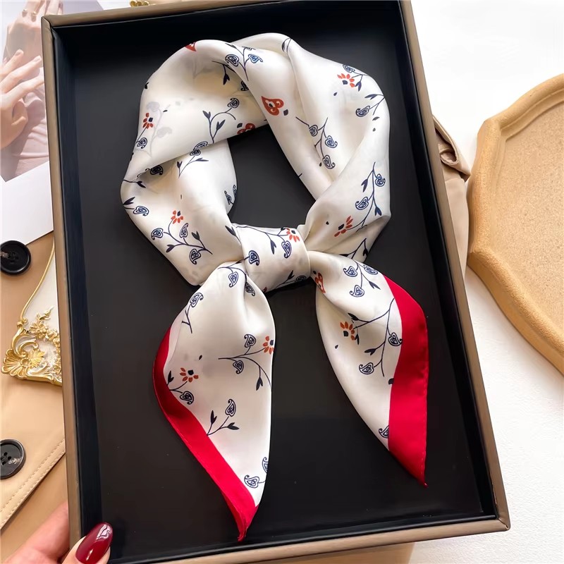 70cm cheveux impression été soie sentiment écharpe pour les femmes mode cou cravate sac à main Foulard poignet Foulard châle enveloppes Hajib