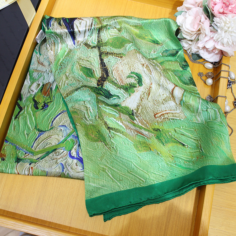 Écharpe carrée de mûrier pour femme, bord enroulé à la main, châle naturel, foulard, accessoires de tenue de soirée, 110cm, 100%