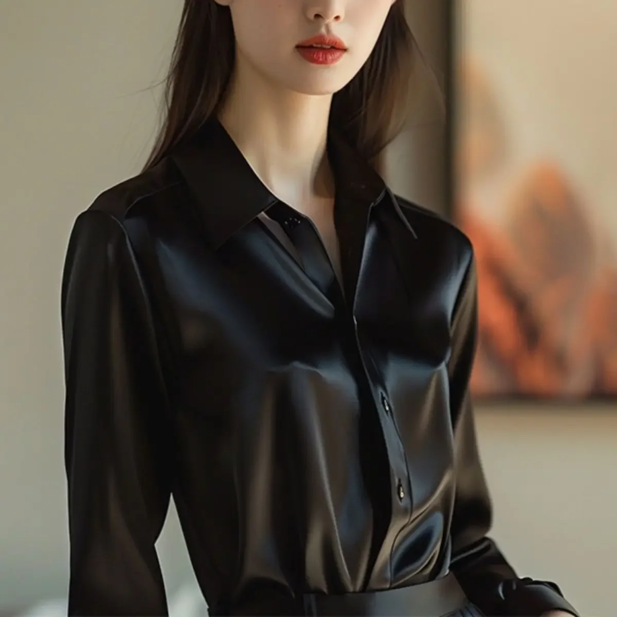 Été automne soyeux Satin chemise femmes 2024 Vintage Blouse à manches longues boutonné chemise bureau dame t-shirt dames chemise décontractée