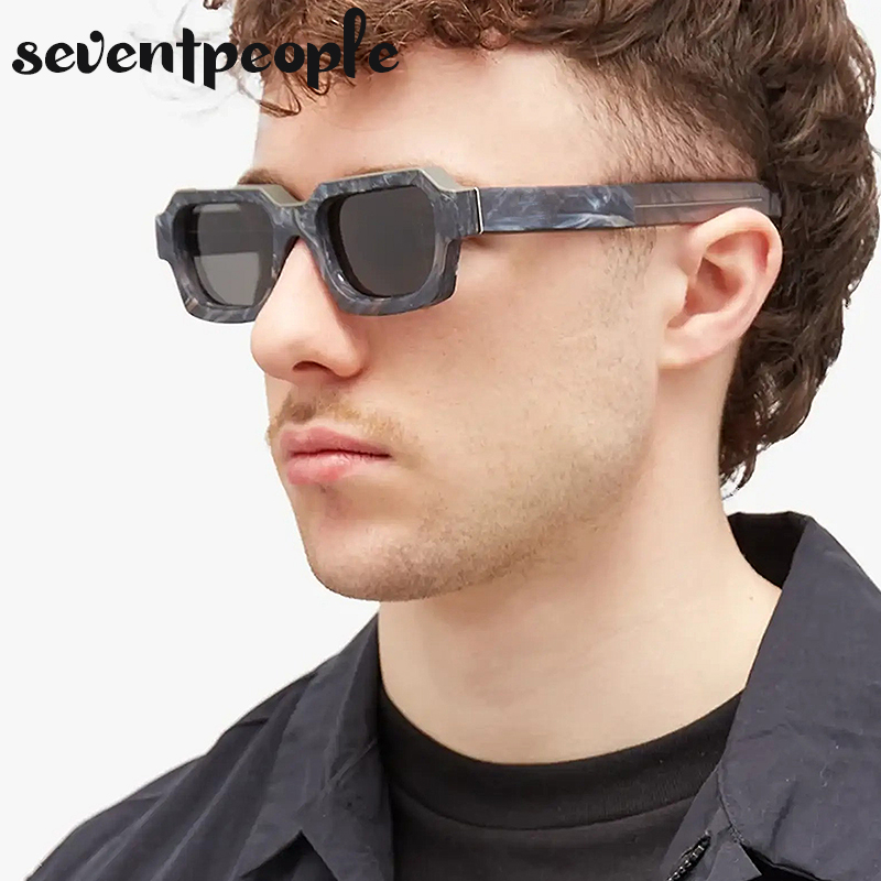Lunettes de soleil rectangulaires vintage pour hommes 2026, marque de luxe, lunettes de soleil rectangulaires rétro pour femmes, monture épaisse, lunettes carrées