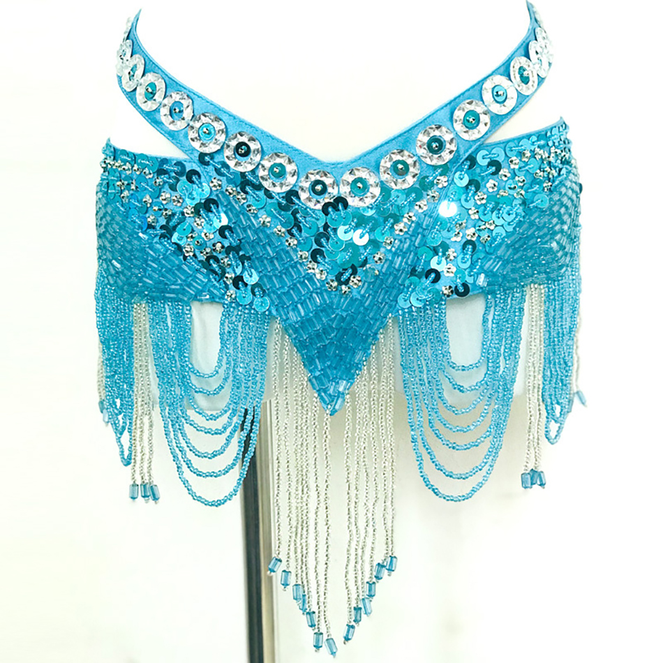 Ceinture de spectacle de danse du ventre, écharpe de hanche pour danse orientale, chaîne de taille de 85CM, chaînes de perles faites à la main, accessoires de tenue de danse