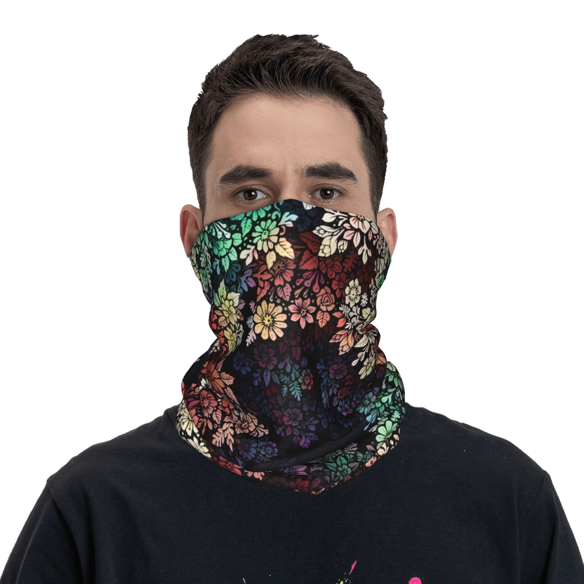 Cache-cou Bandana à fleurs personnalisé, pour randonnée, Camping, femmes et hommes, écharpe enveloppante, à la mode, impression numérique, bandeau plus chaud