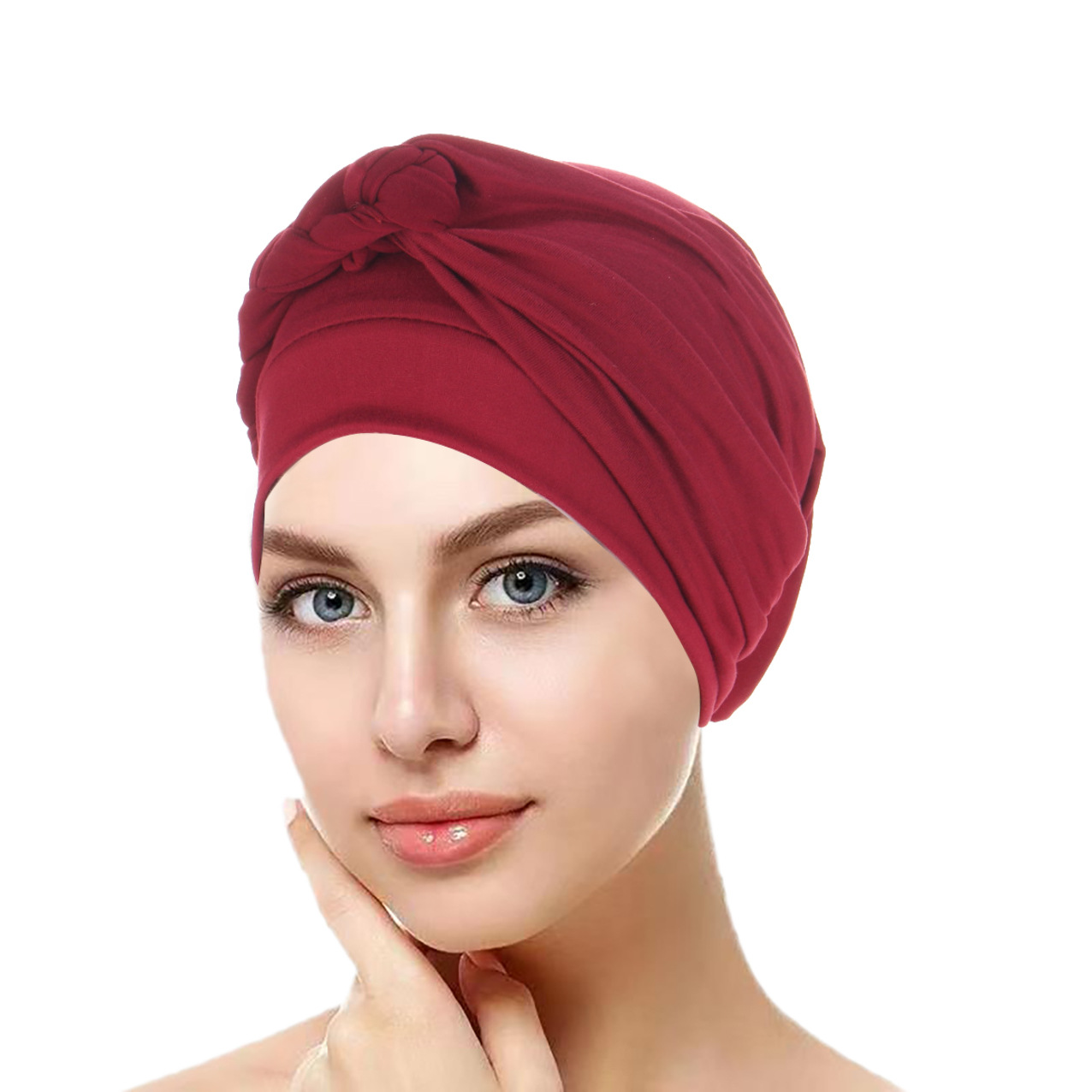 Casquettes Hijab musulmanes tressées de couleur unie, tête enveloppante pour femmes du Ramadan, Turban indien à la mode pour dames