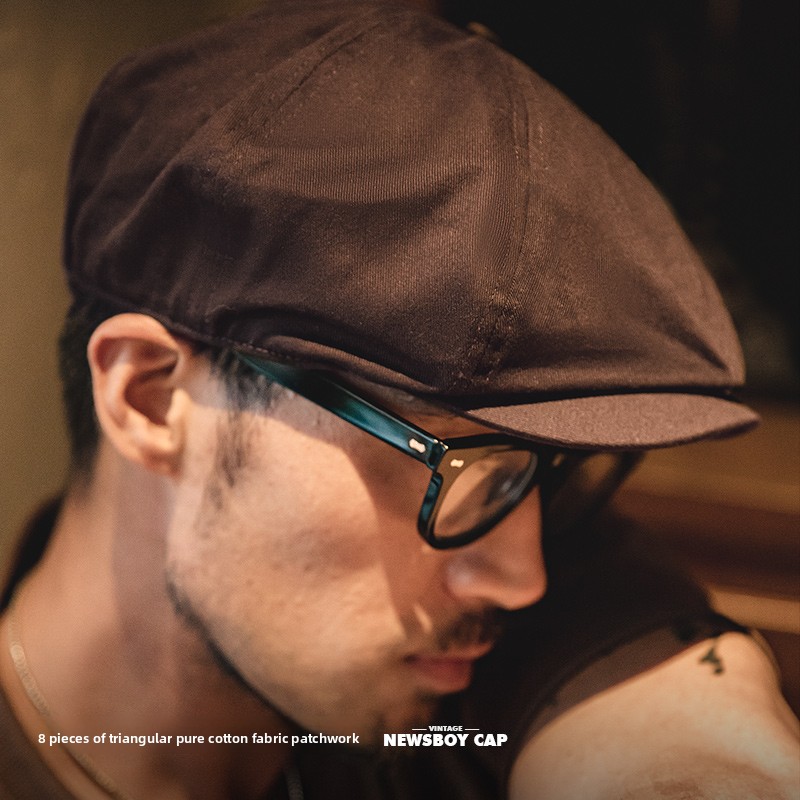 Maden Chapeau de journal vintage pour homme, chapeau octogonal réglable au café, usage quotidien, peintre à la mode, casquette assortie pour l'automne et l'hiver