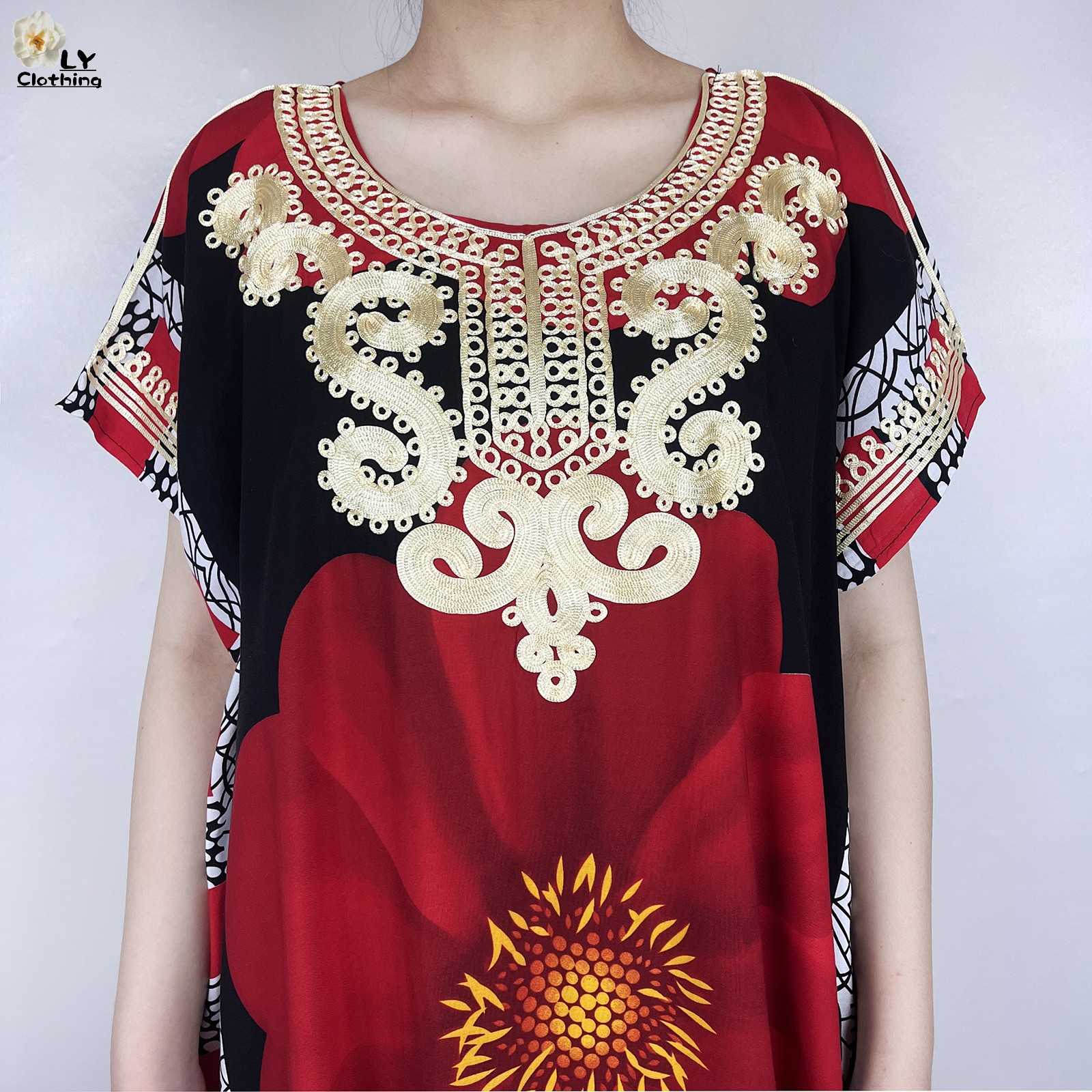 Robe à manches courtes en coton imprimé floral pour femmes, robes traditionnelles musulmanes africaines, petit foulard de sauna, été, Dubaï, nouveau, 2023