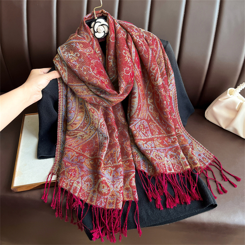 Élégant ethnique automne cachemire châle pour femmes Jacquard Pashmina foulards Bufandas De Invierno Mujer femme Foulard étoles écharpe