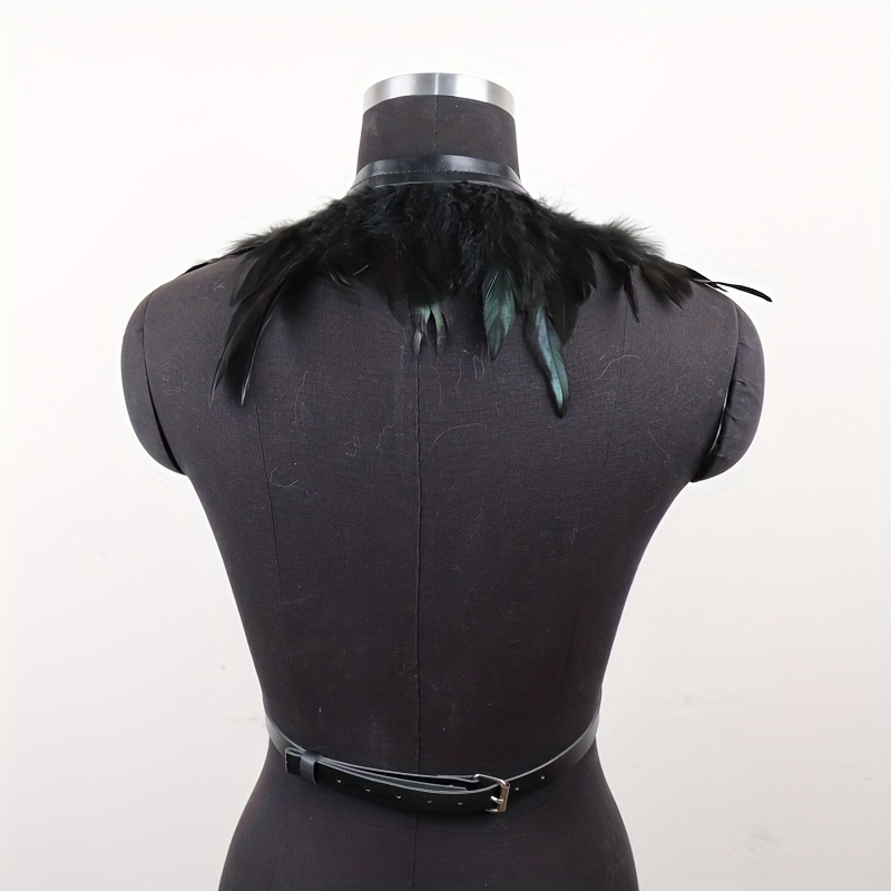 Cape gothique élégante en plumes noires pour femmes, châle en plumes pour Halloween, carnaval, Festival de musique, fête de Bar, Photo décorative Pr