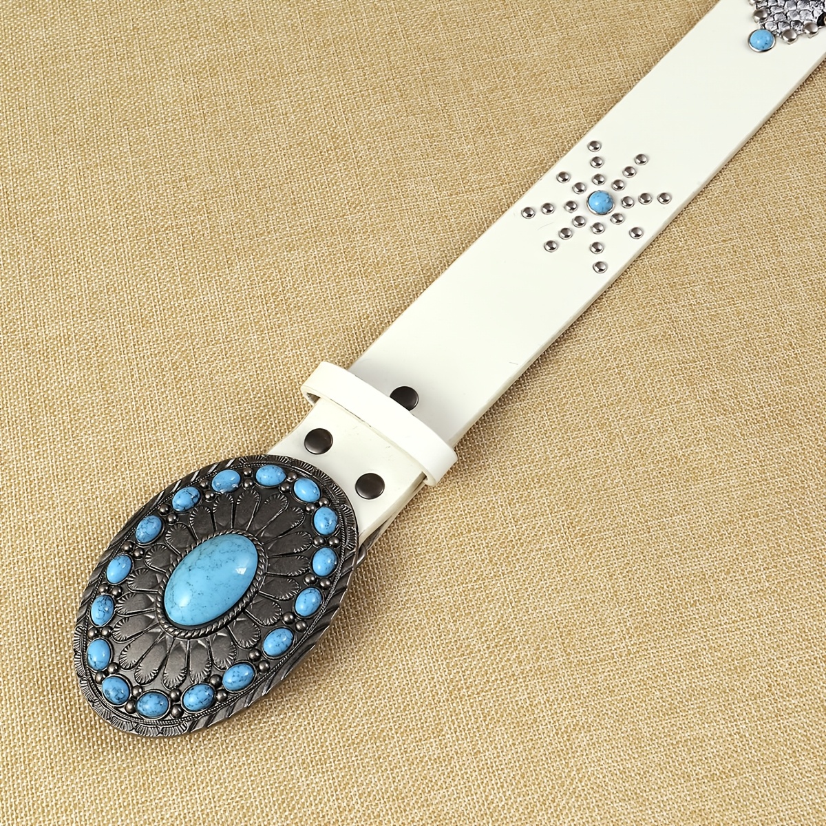 1 ceinture en PU blanche pour femme, style bohème, parfaite pour le shopping, les fêtes et le quotidien, ceinture tendance et élégante