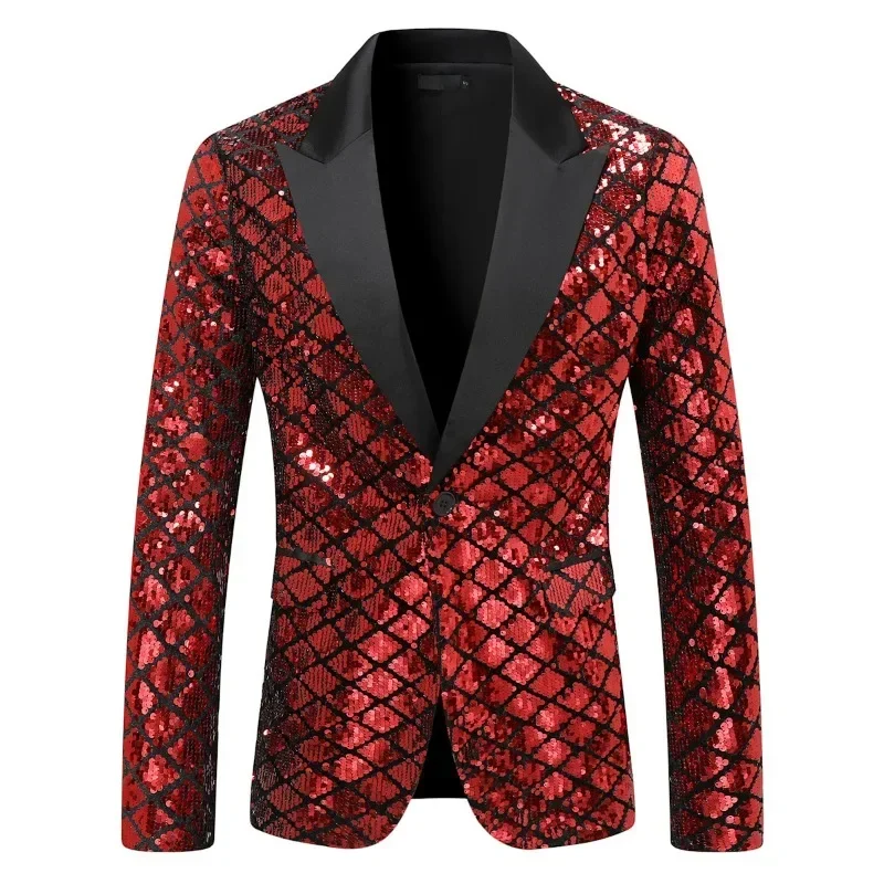 S-XL 2025 Nouveau Hommes Automne vitation Mode Sur Mesure Blazer Paillettes Plaid Décontracté Plus La Taille Africain Hommes Blazer