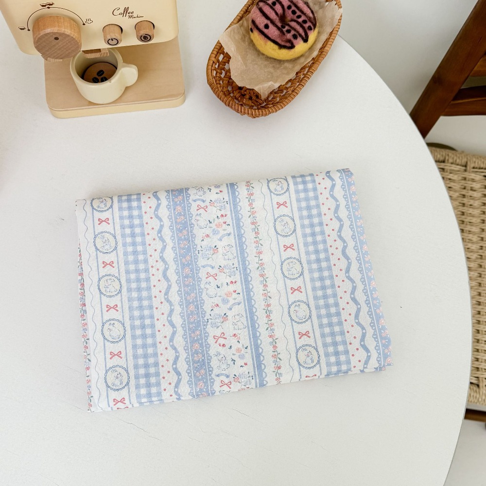 Tissu en coton imprimé numérique, mignon dessin animé rayé, nœud de lapin Floral, matériel de sac pour vêtements pour enfants