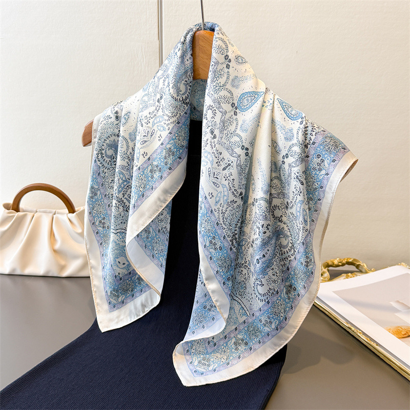 Nouveau Foulard Carré Femme 2026 – Imprimé Paisley, Bandeau Cheveux, Écharpe Douce, Voile Hijab, Foulard de Tête Féminin