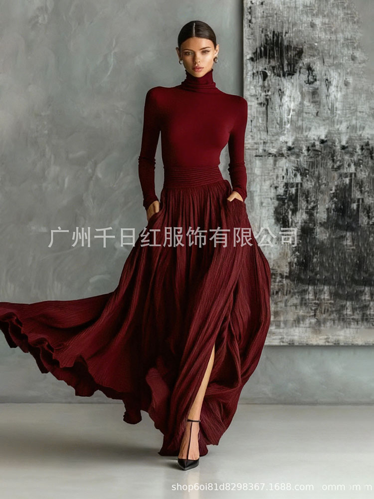 Ensemble jupe longue élégante pour femme, t-shirt à manches longues, Slim, hauts et jupes Maxi, ensemble deux pièces, tenues pour femme, automne hiver 2025