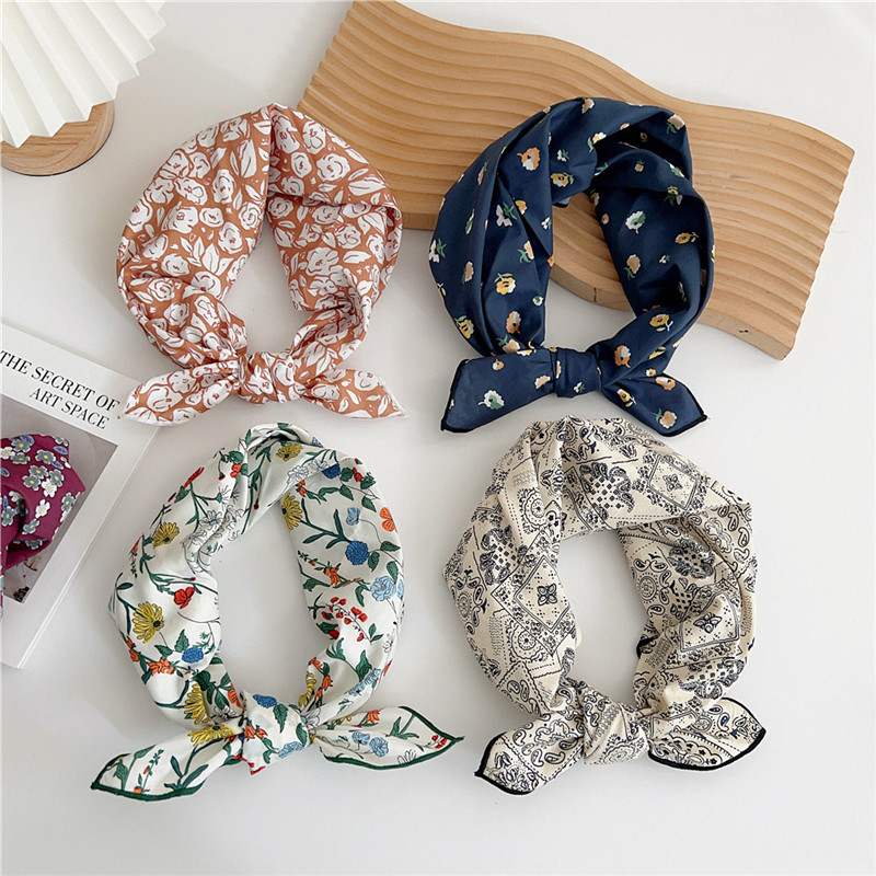 Foulard Carré Imprimé pour Femme, 58x58cm, Turban, Bandeau de Sauna, Bandana, Enveloppe de Sauna, Décoration Ronde du Cou
