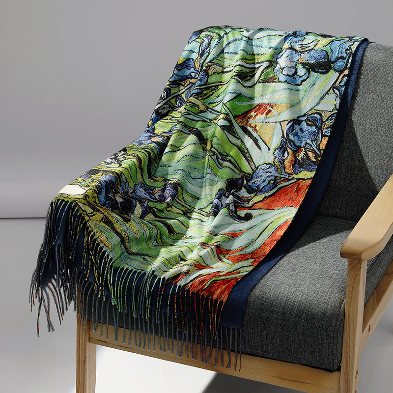 Écharpe en cachemire pour femme, châle imprimé Pashmina, couverture, écharpes, enveloppes, peinture à l'huile, marque de luxe, chaud, hiver