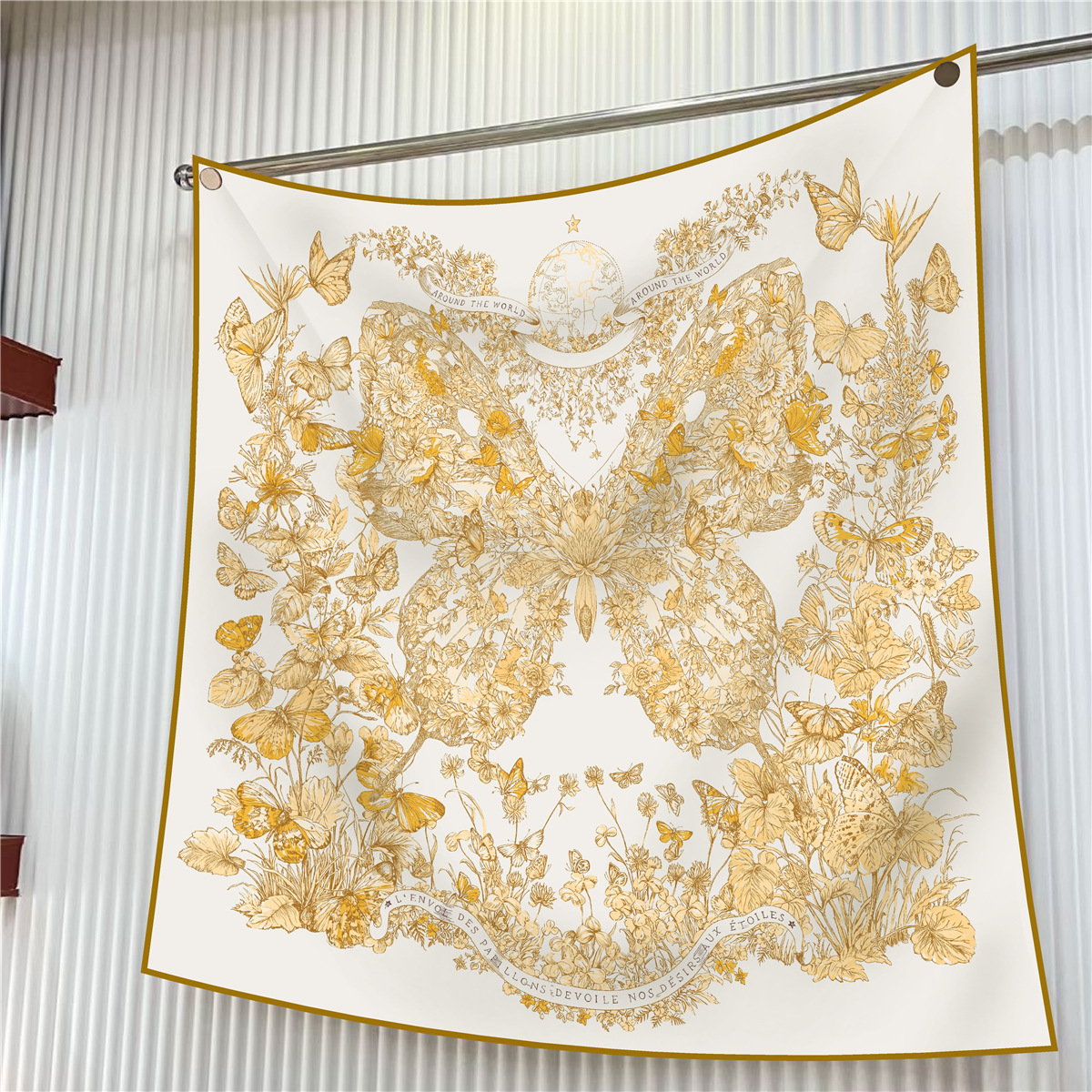 Foulard en soie sergé 90cm, châle de luxe imprimé fleurs papillon, Foulard carré pour femmes, Hijabs, Bandana, Foulard, foulard de tête